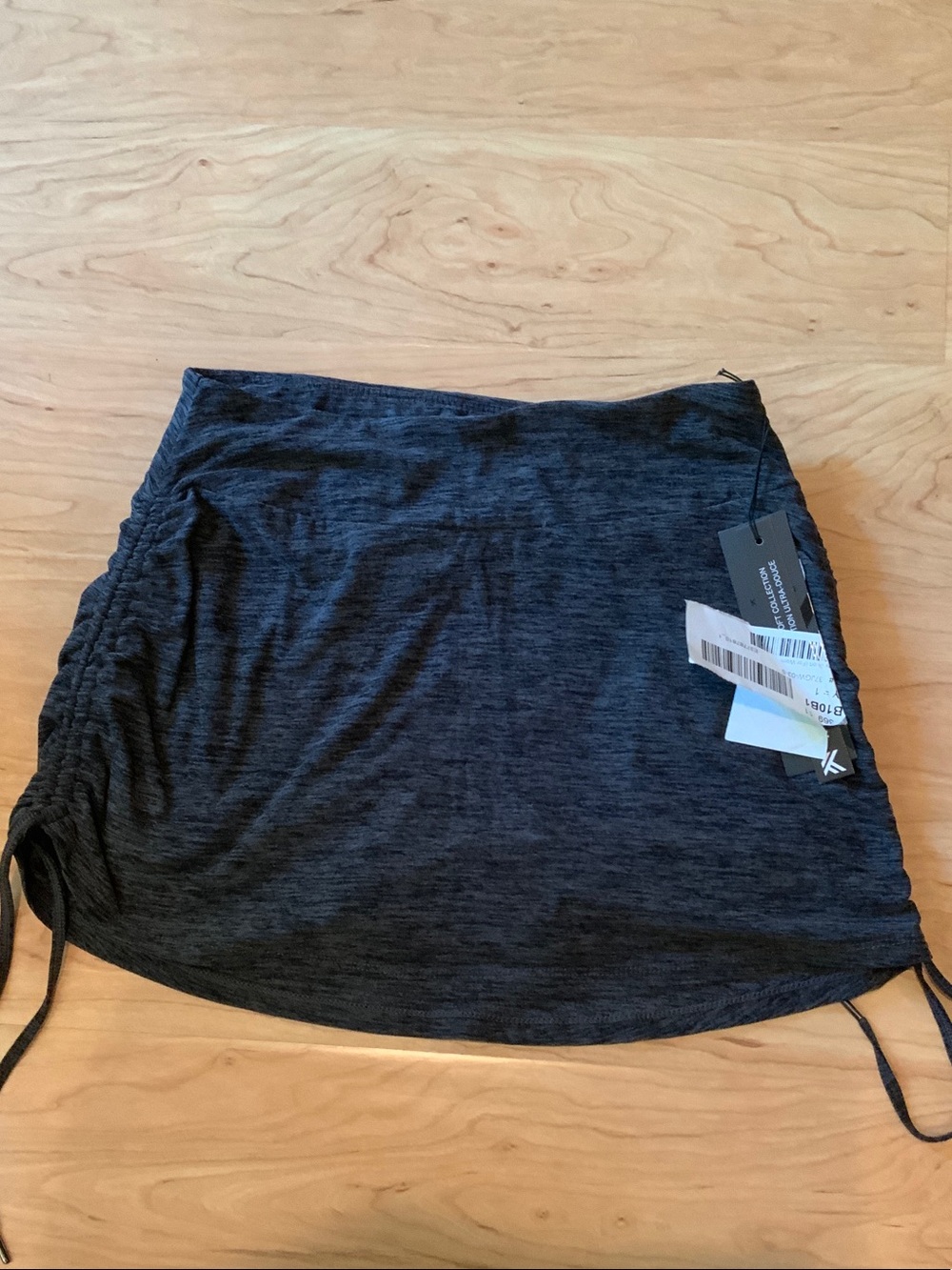 Women's Dark Gray Drawstring Side Skort - Picture 2 of 4